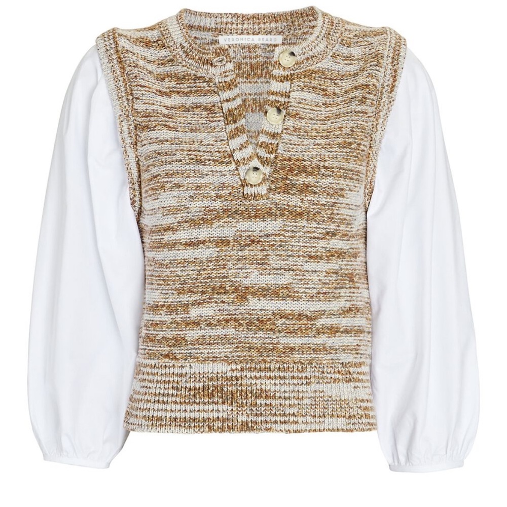Veronica Beard Tahlea Mixed Sweater Top Blouse Size Small